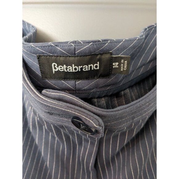 BetaBrand Navy Pinstripe Straight Leg Trouser‎ - 14 - Picture 5 of 10